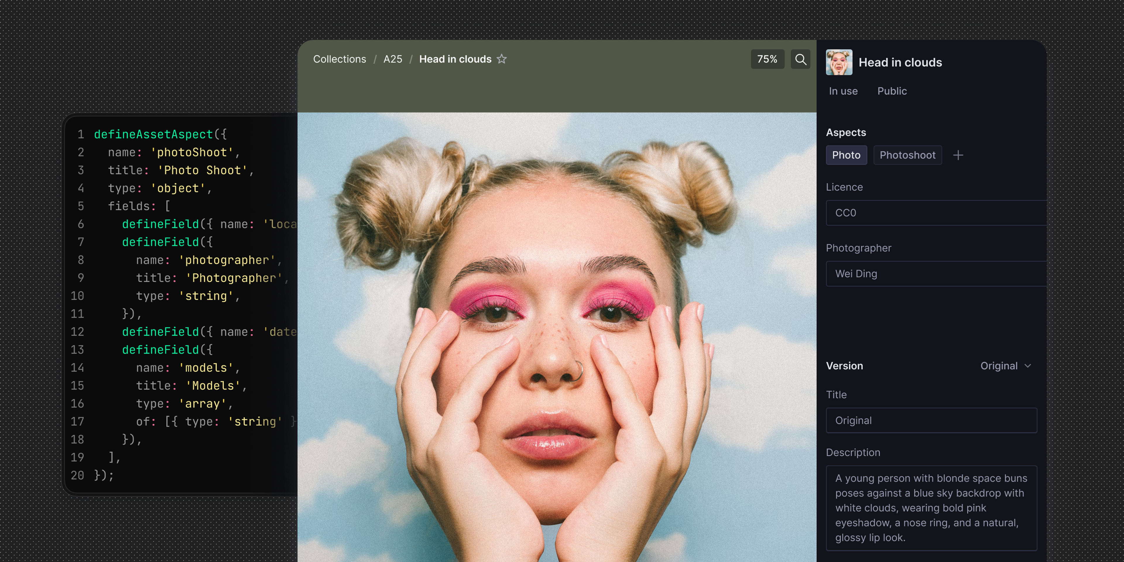 a screenshot of a woman 's face with a caption that says head in clouds